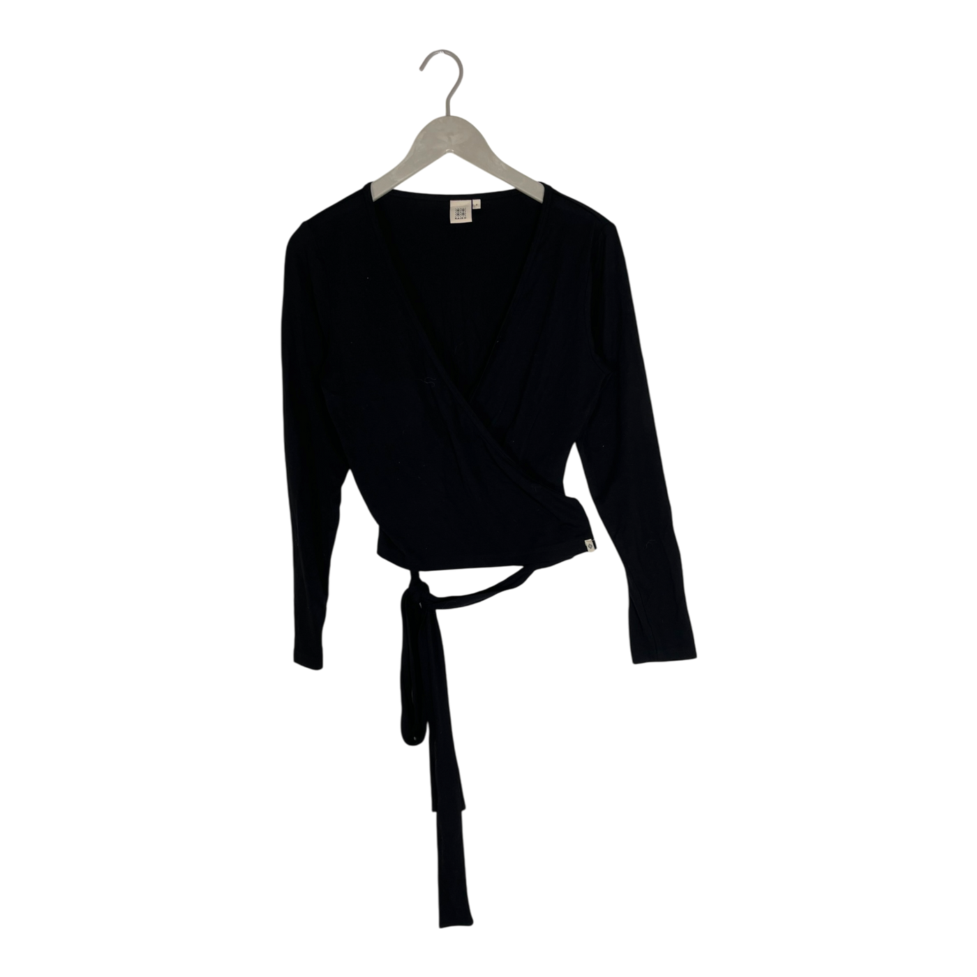 Kaiko tricot wrap shirt, black | woman M