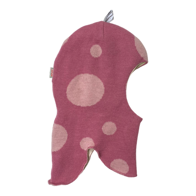 Kivat wool balaclava, pink dots | 2-4y