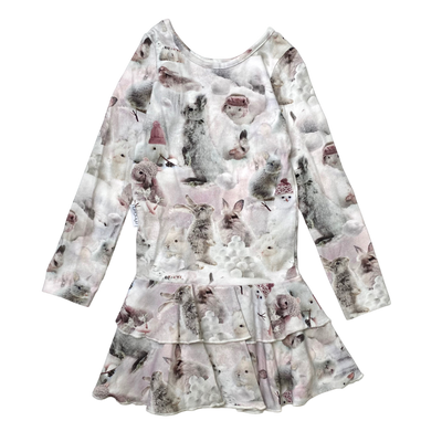 Gugguu frilla dress, bunny | 92cm