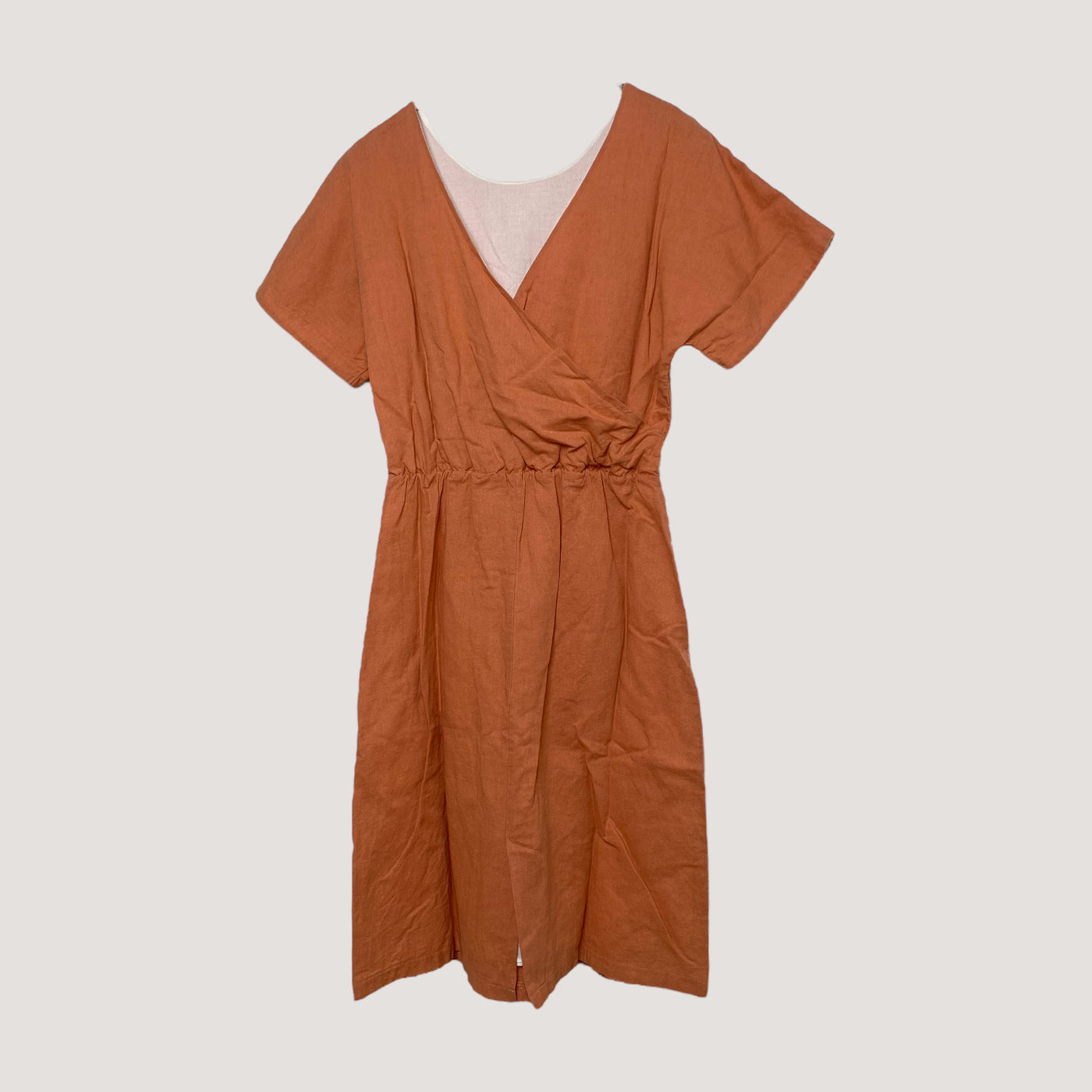 Kaiko linen wrap dress, coral | woman S