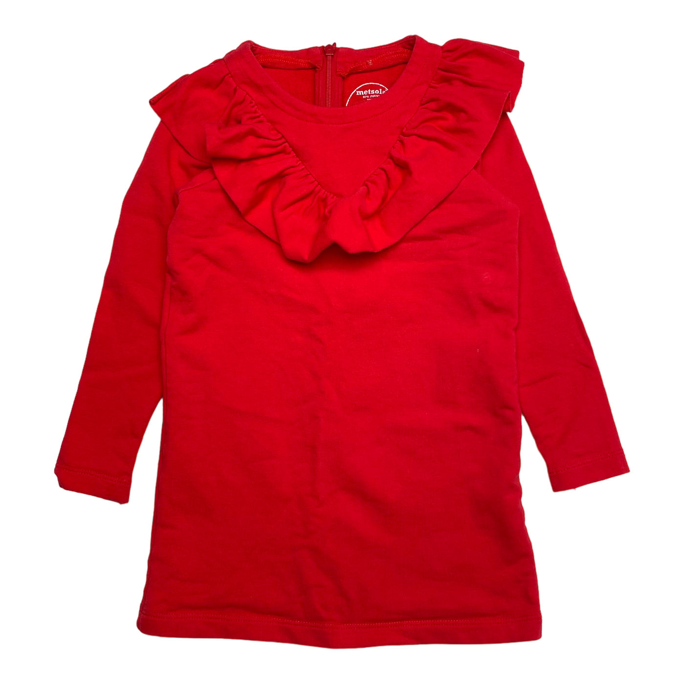 Metsola frill sweat dress, red | 98/104cm