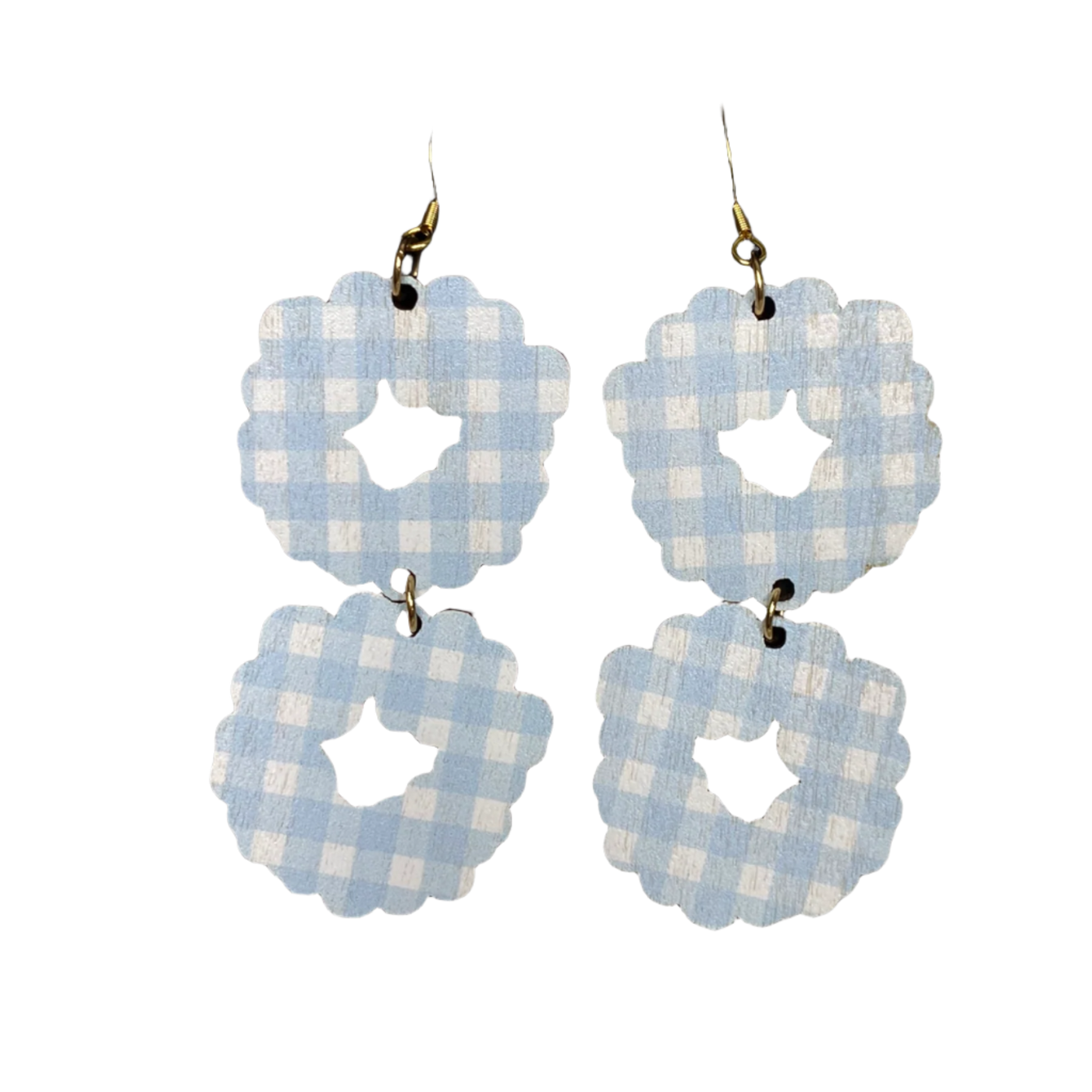 Maanantaimalli mummola earrings, white/baby blue/gold | onesize