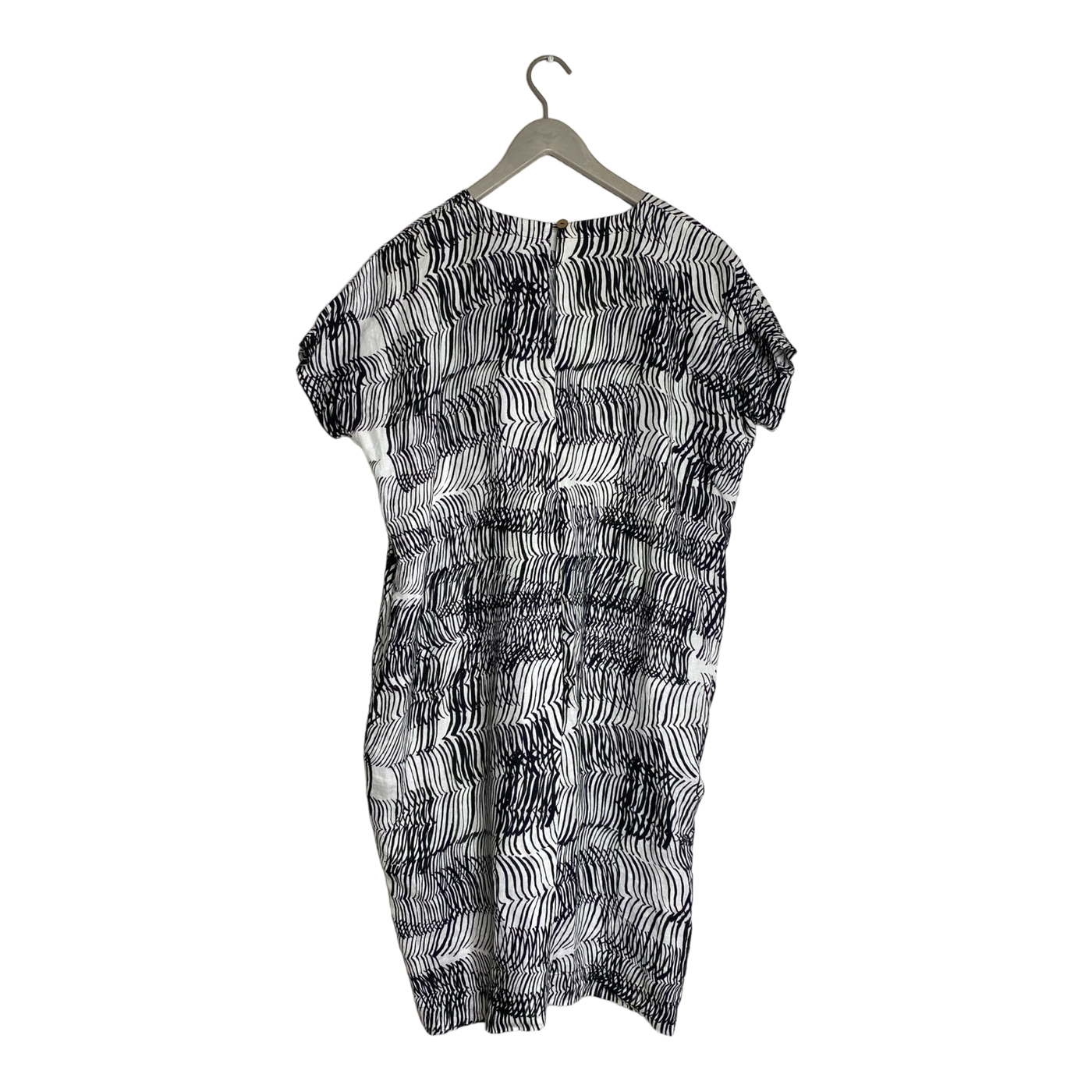 Papu boxy linen dress, sound waves | woman XS