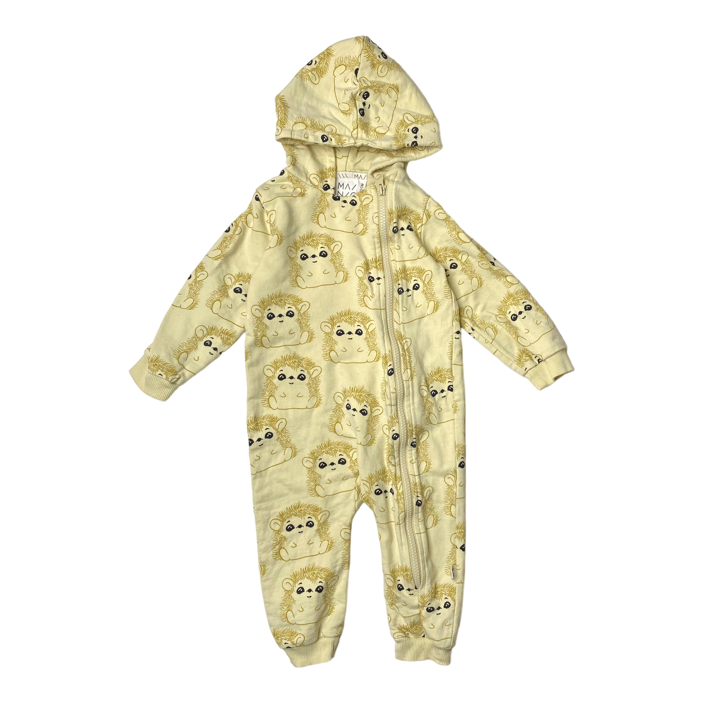 Mainio hooded sweat jumpsuit, hedgehog | 74/80cm