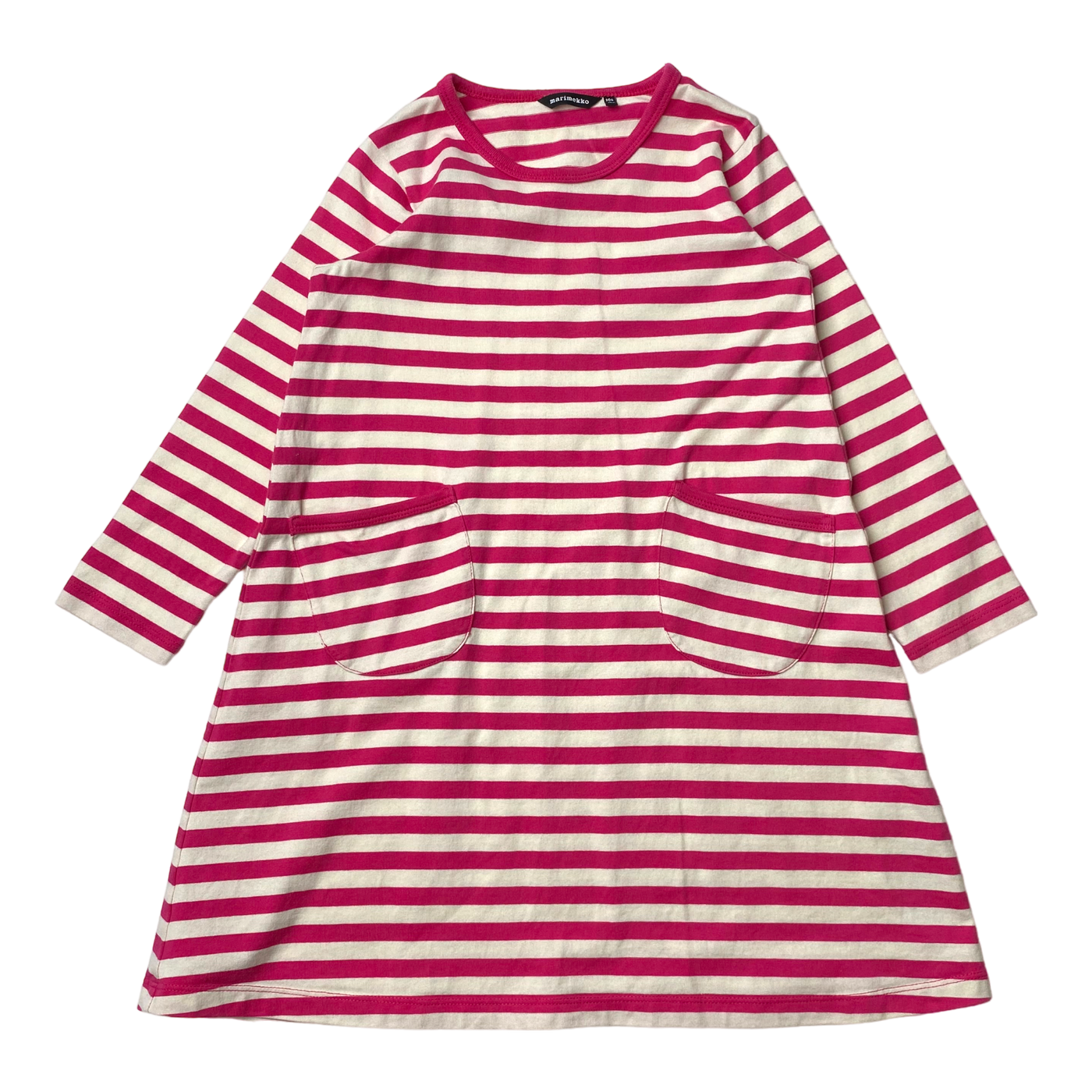 Marimekko stripe dress, raspberry/white | 104/110cm