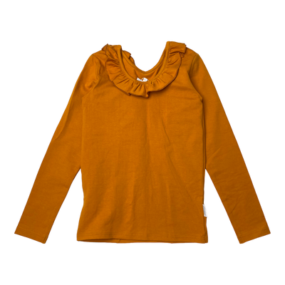 Gugguu frill shirt, carrot orange | 128cm