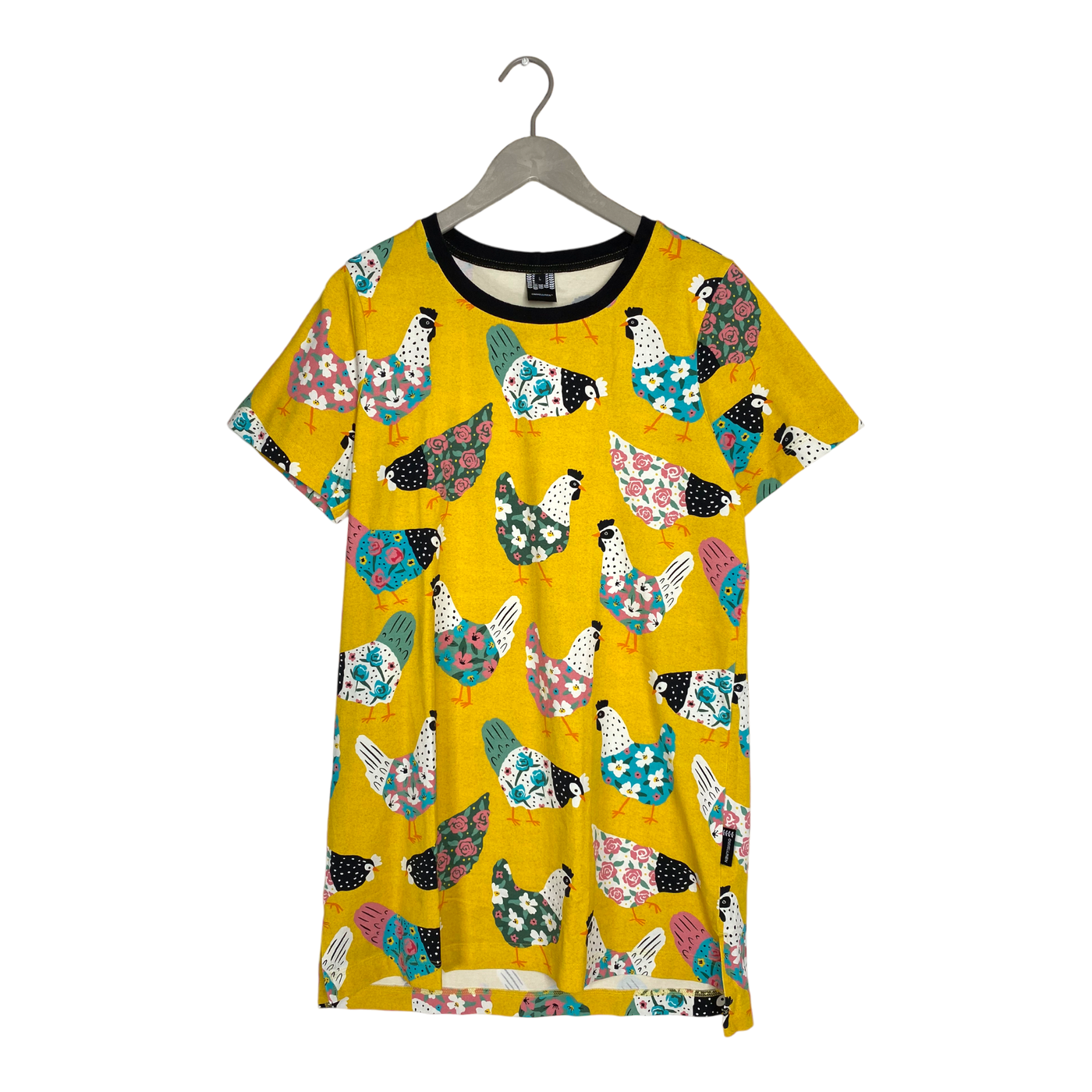 Ommellinen peeppari t-shirt tunic, chickens | woman L