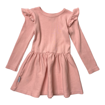 Metsola rib long sleeve frilla dress, pink |  86/92cm