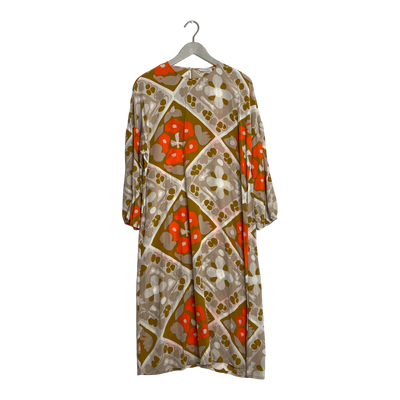 Marimekko Uuma silk shirt dress, beige and orange | woman XL