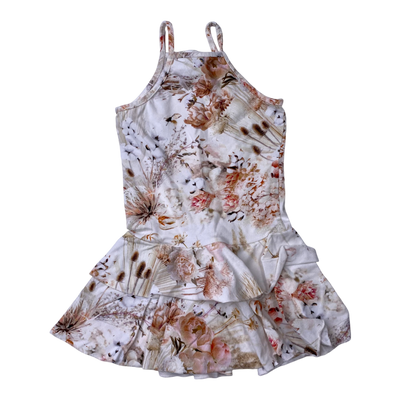 Gugguu spagetti frilla dress, flower | 92cm