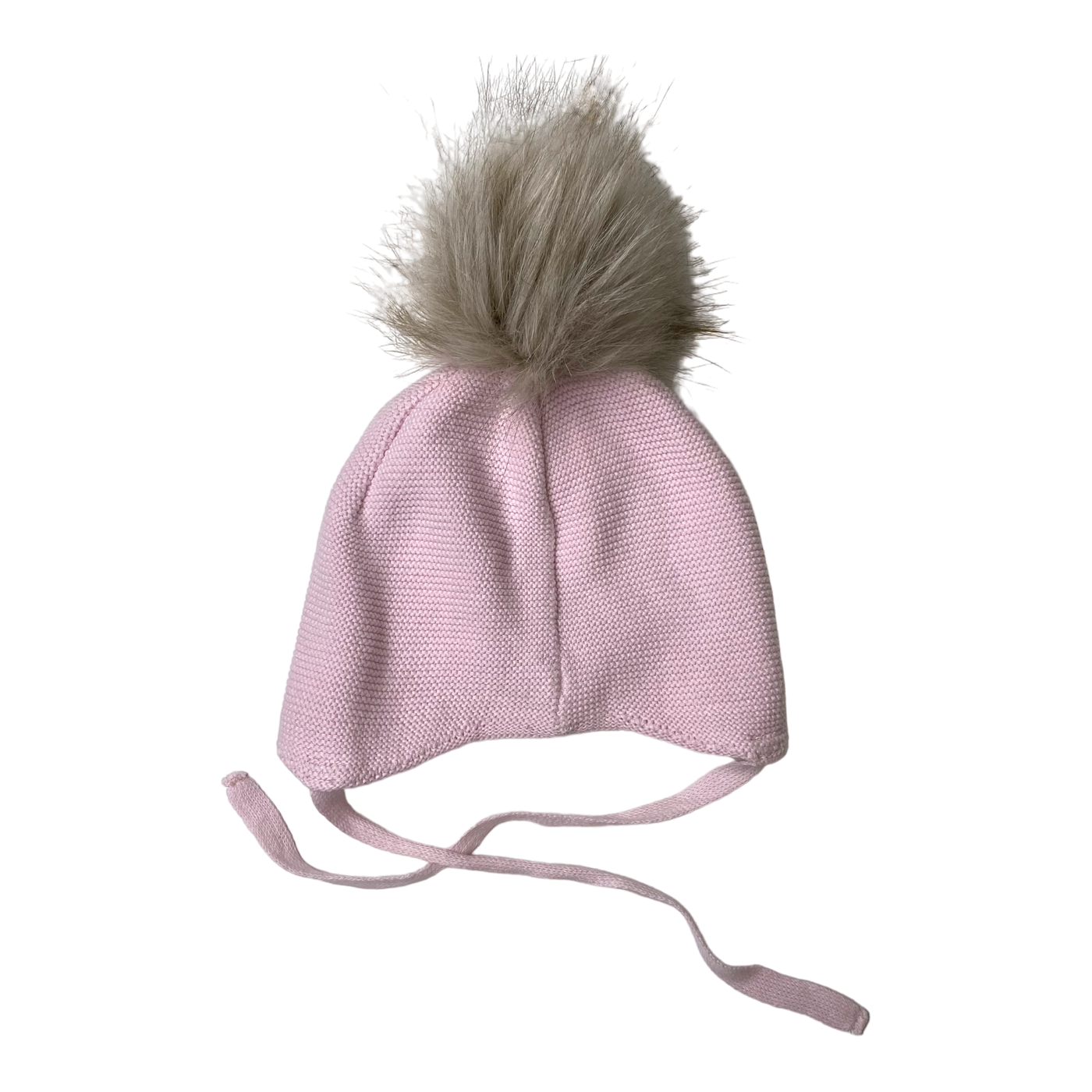 Metsola knitted cotton beanie with pom, pink | 1-2y