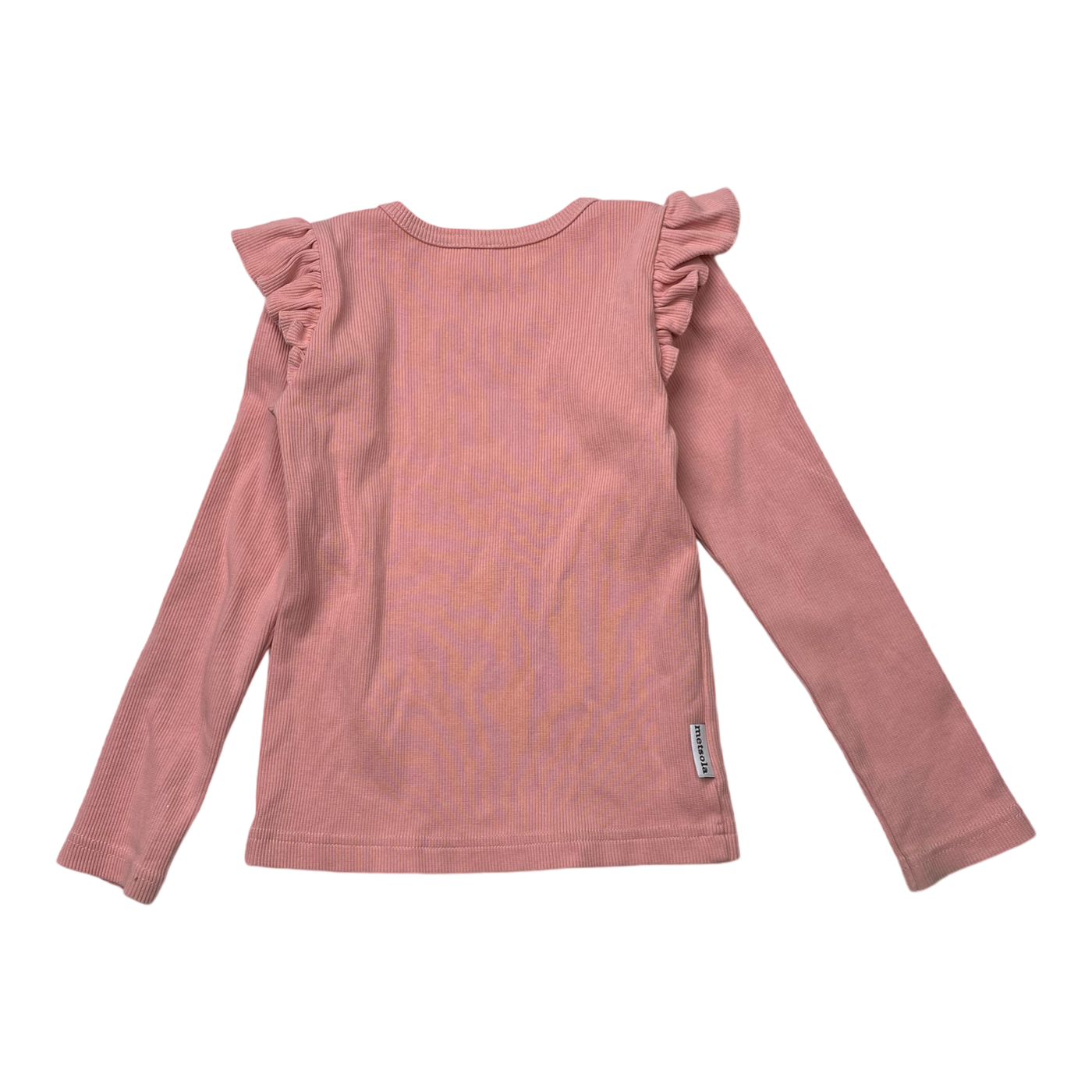 Metsola rib frill shirt, pink | 104cm