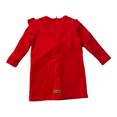 Metsola frill sweat dress, red | 74/80cm