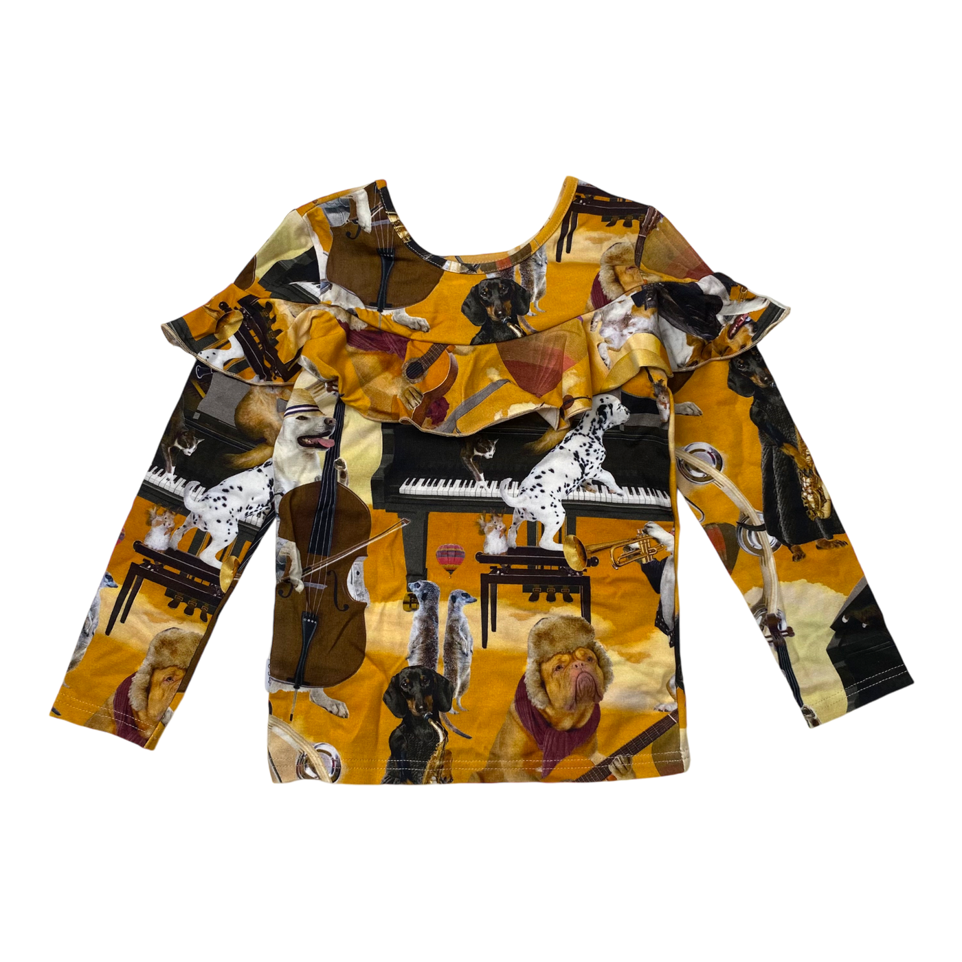 Gugguu frill shirt, music dogs | 92cm