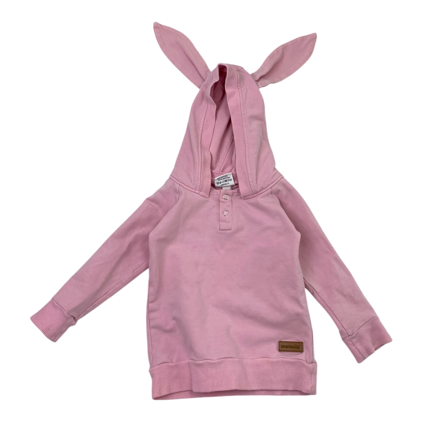 Metsola bunny ear hoodie, pink | 74/80cm