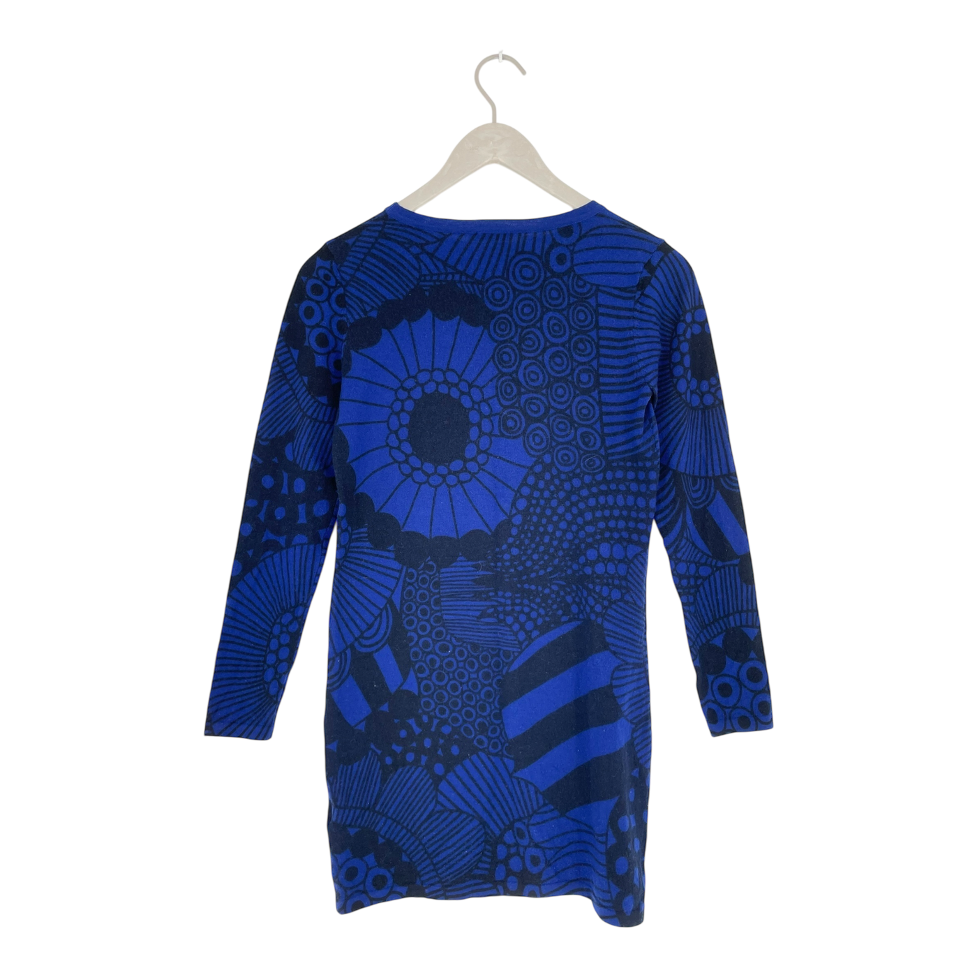 Marimekko huvila fine knit wool tunic, blue flowers | woman S