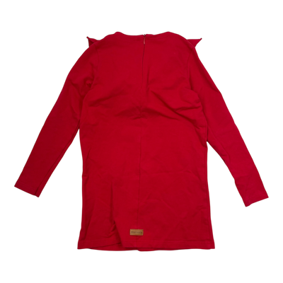 Metsola frill sweat dress, red | 122/128cm