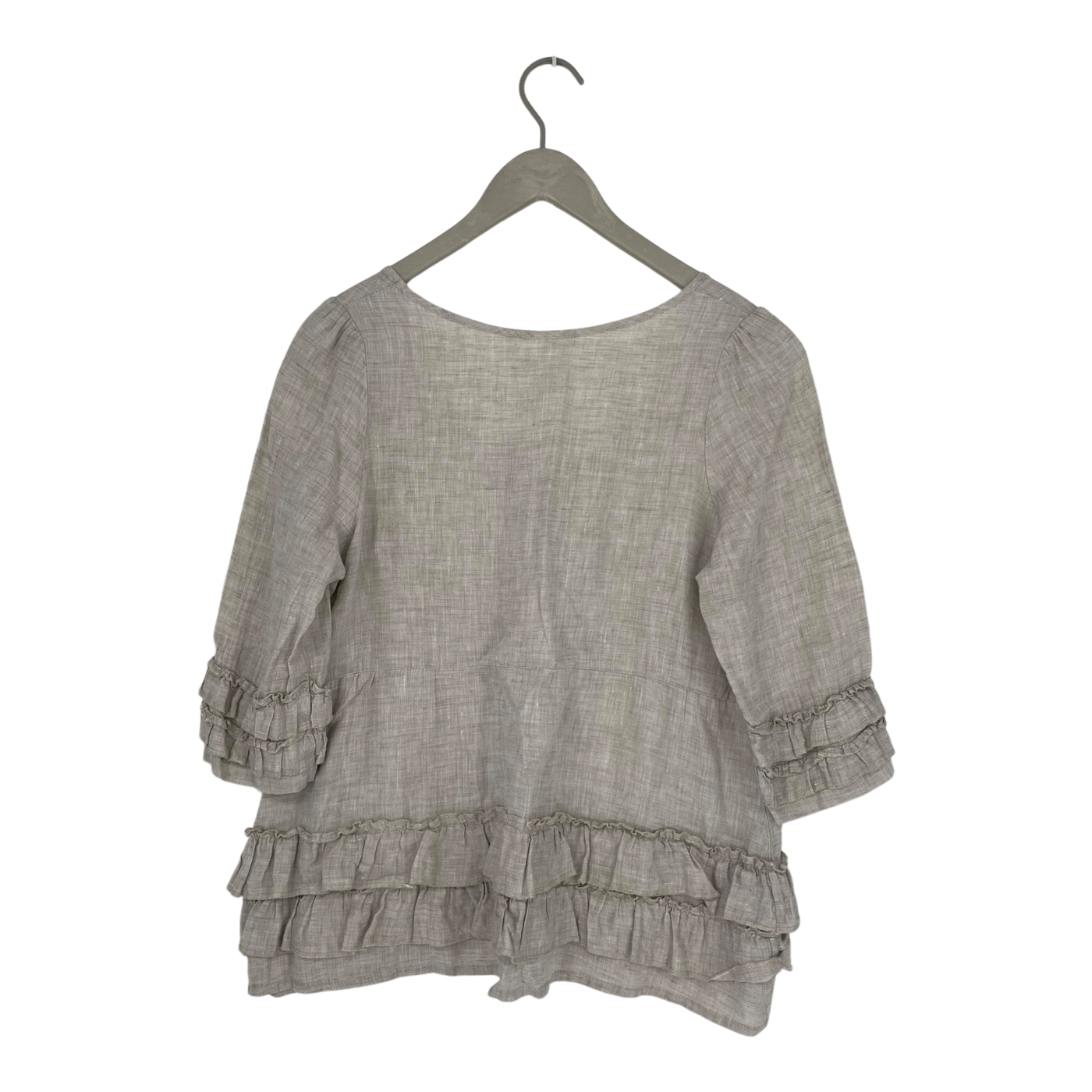 Bypias linen frill shirt, wheat | woman M