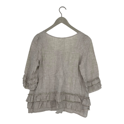 Bypias linen frill shirt, wheat | woman M