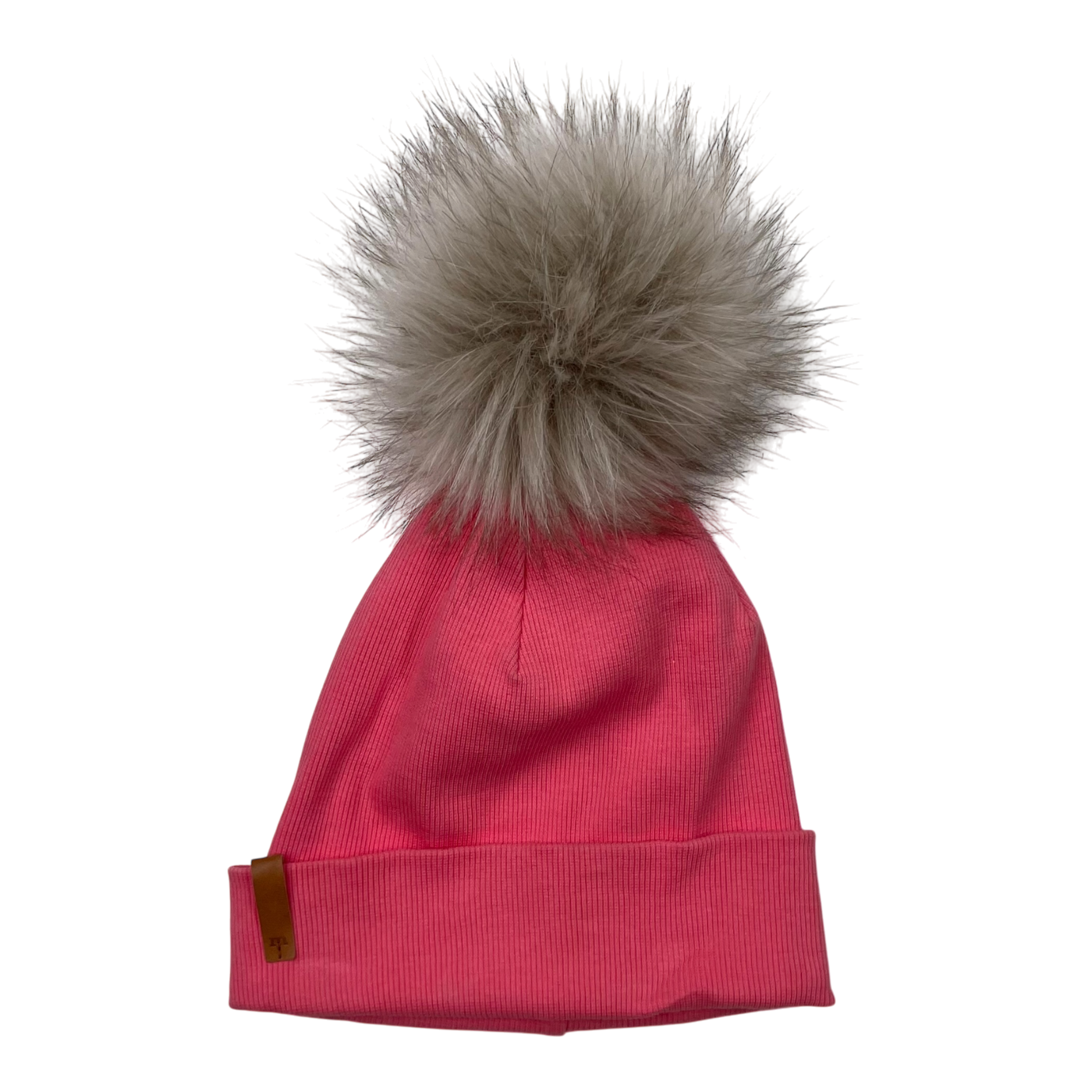 Metsola rib beanie with pom, pink | 1-2y