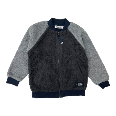 Molo hooley teddy bomber jacket, grey | 110cm