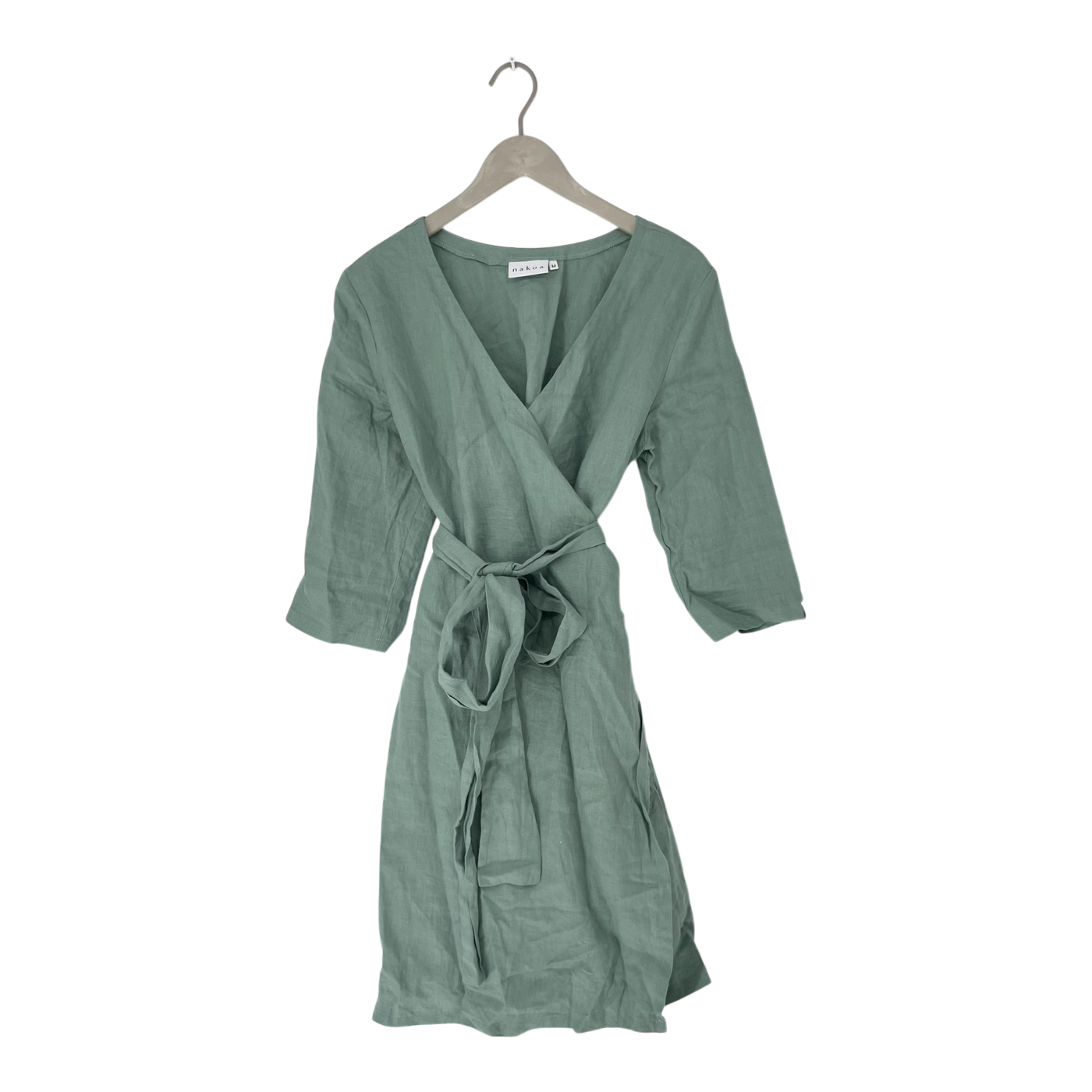 Nakoa linen wrap dress, tea green | woman M