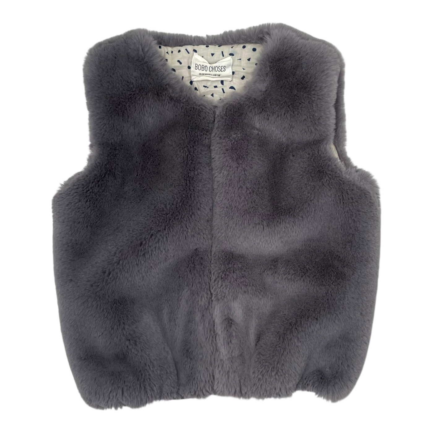 Bobo Choses baby faux fur vest, grey | 10-11y
