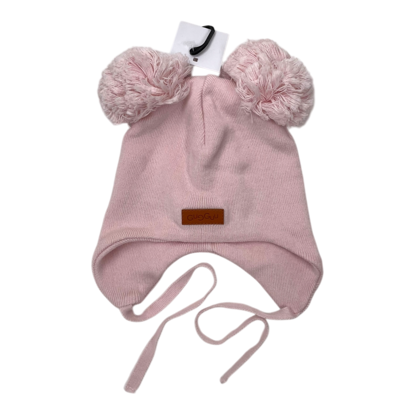 Gugguu cotton knitted beanie with 2 poms, pink | kids L