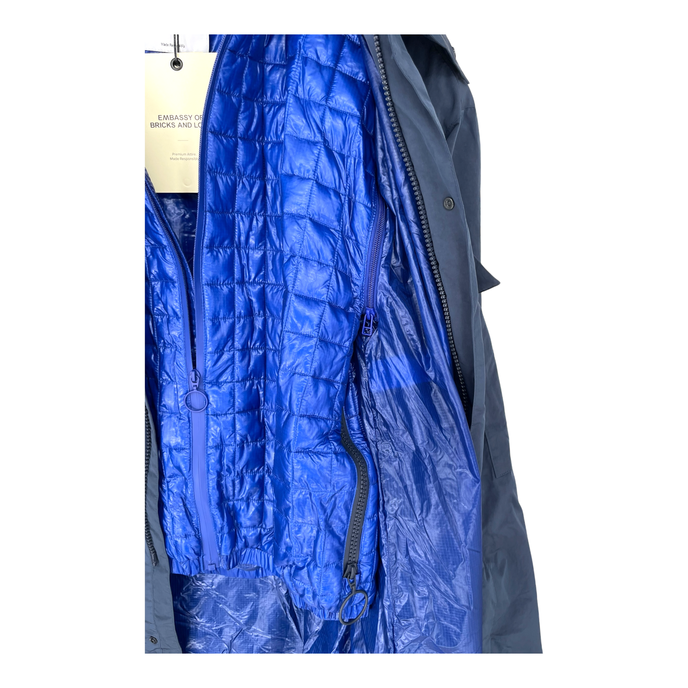 Embassy of Bricks and Logs khari rain coat, blue | unisex L