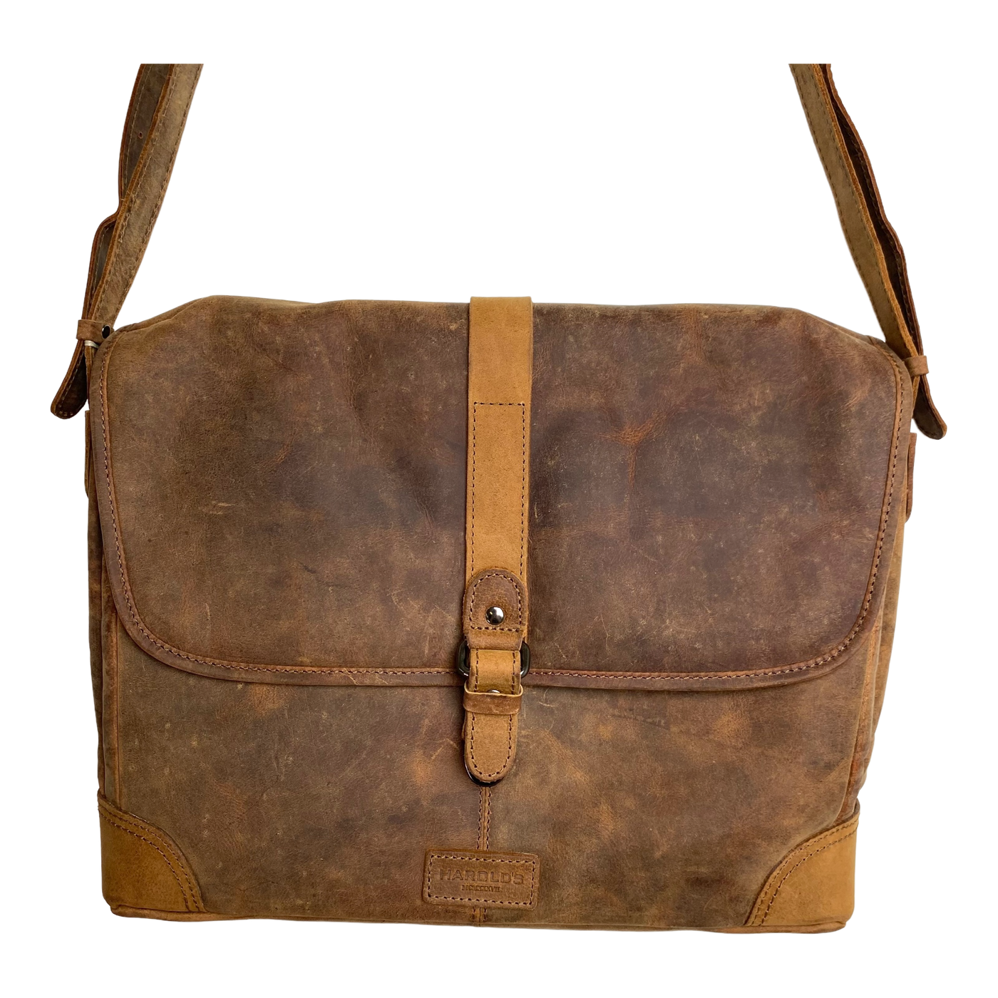 Harold's Bags leather antic business messenger bag, nature