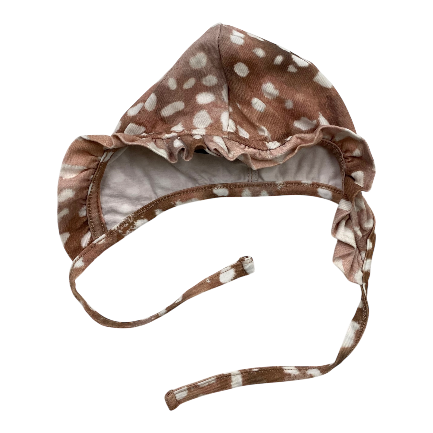 Kaiko frill jersey bonnet, copper bambi | 3-6m