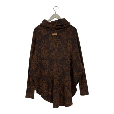 Ommellinen long merino pancho, babushka roses | woman onesize