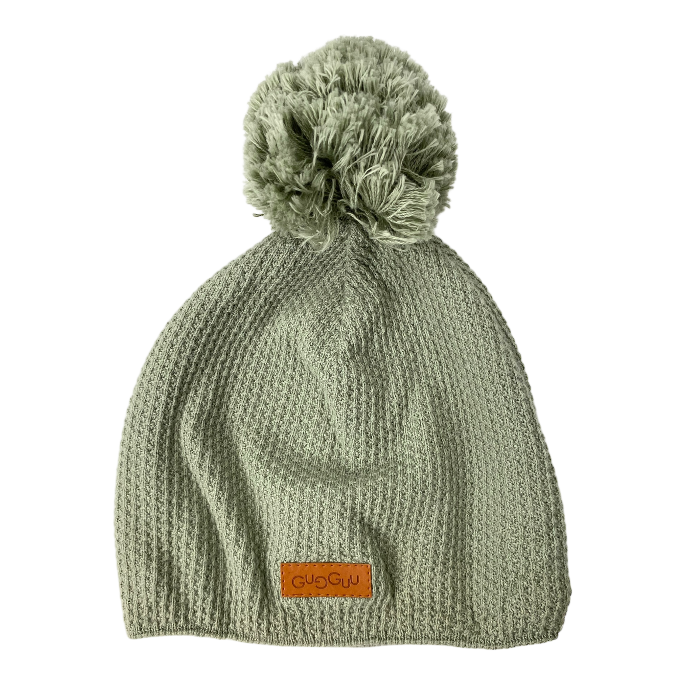 Gugguu knitted beanie with pom, moss green | 54cm