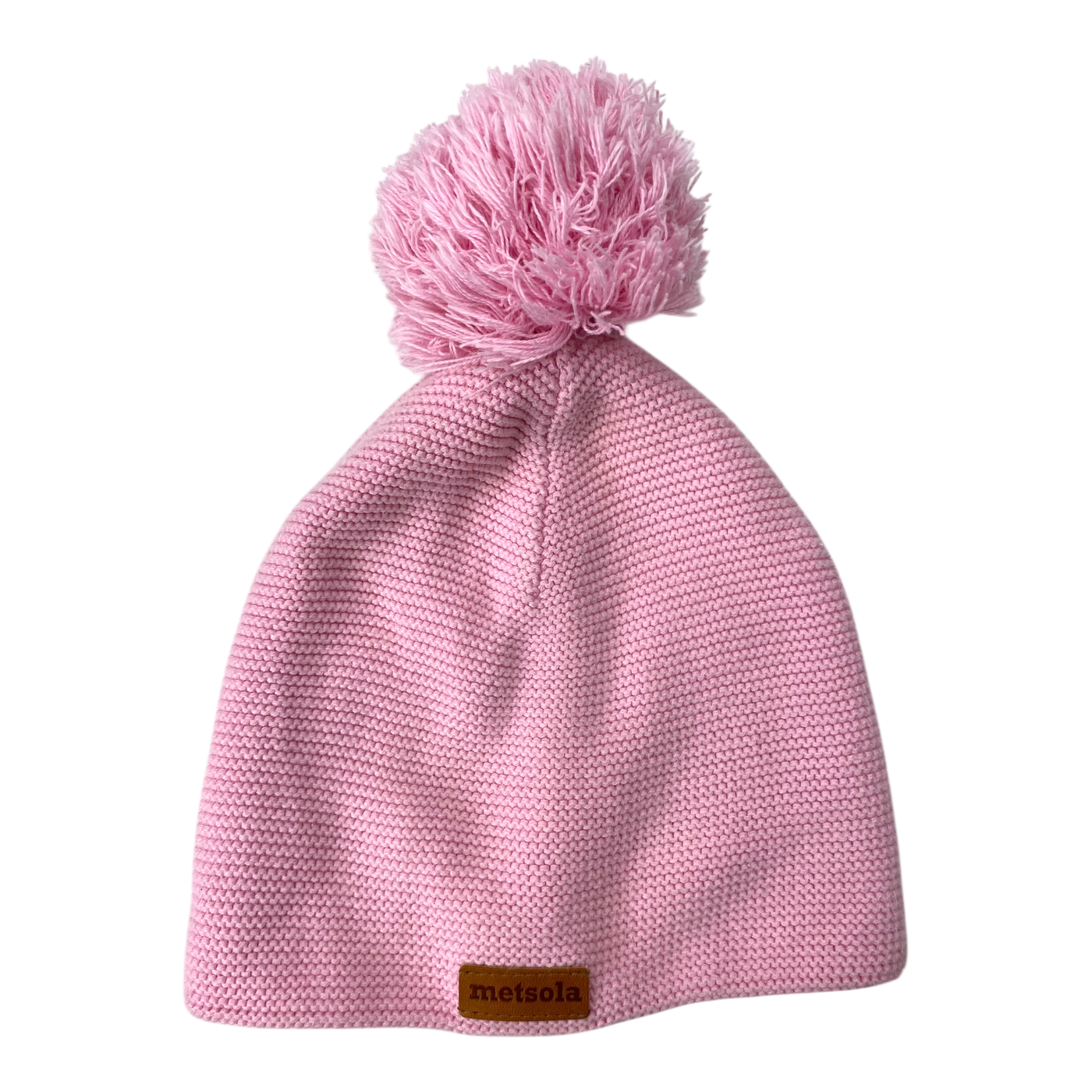 Metsola knitted cotton beanie with pom, light pink | 6-8y