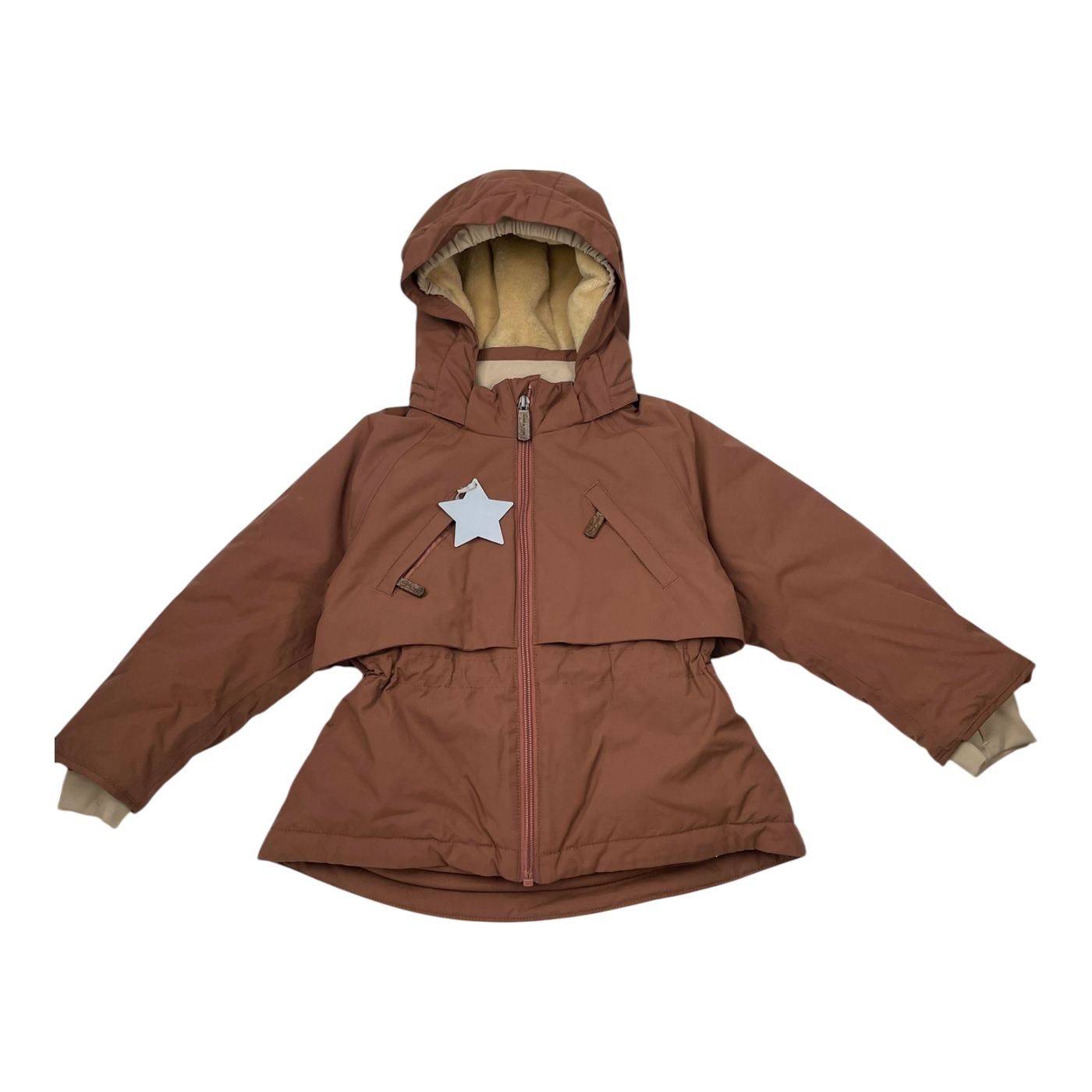 Mini A Ture matalgeana fleece lined winter jacket, chocolate | 104cm