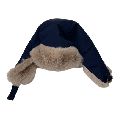 Mini A Ture matcrister teddy lined winter hood, navy blue | one size