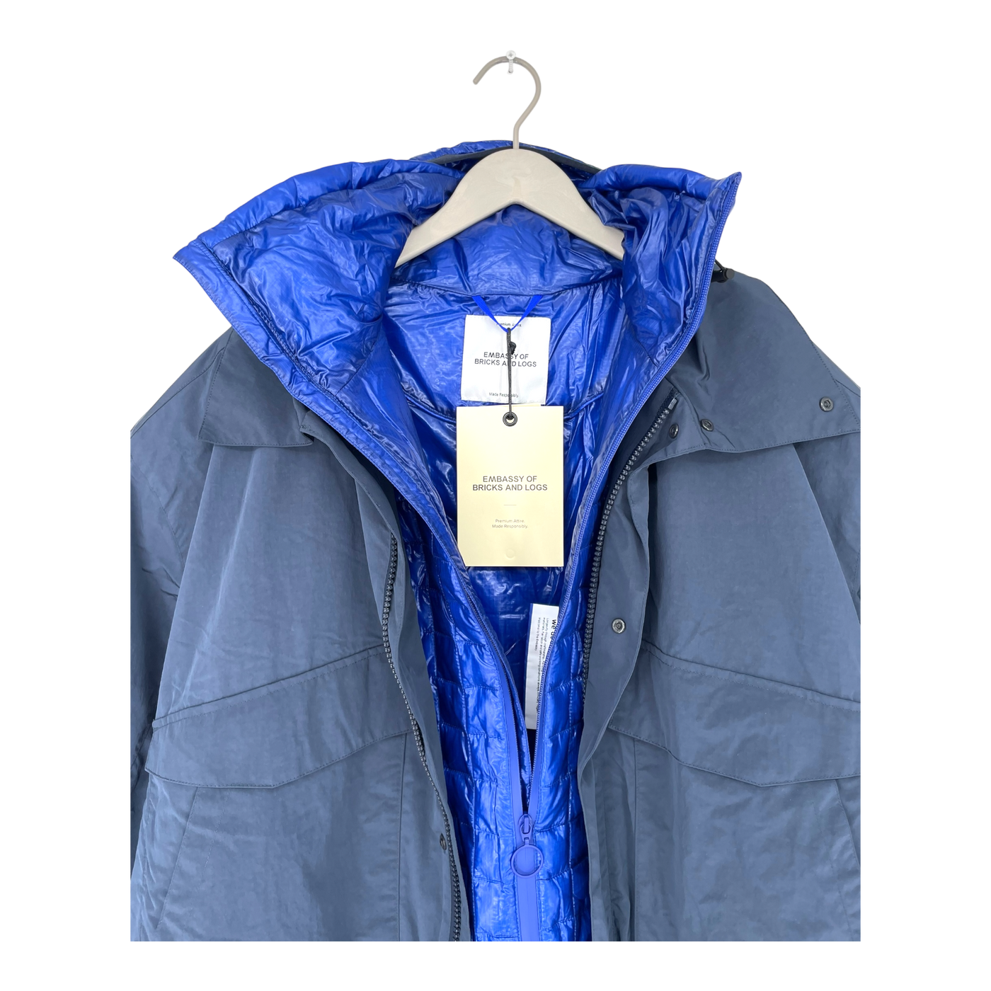 Embassy of Bricks and Logs khari rain coat, blue | unisex L