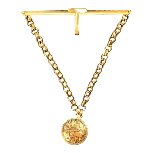 Kalevala Koru aurinkoleijona tie clip, bronze