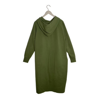 Papu giant split hoodie dress, forest green | woman XXL