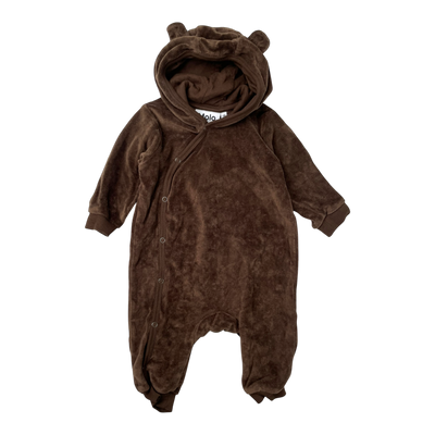 Molo bear ears fleece jumpsuit, brown | 68cm