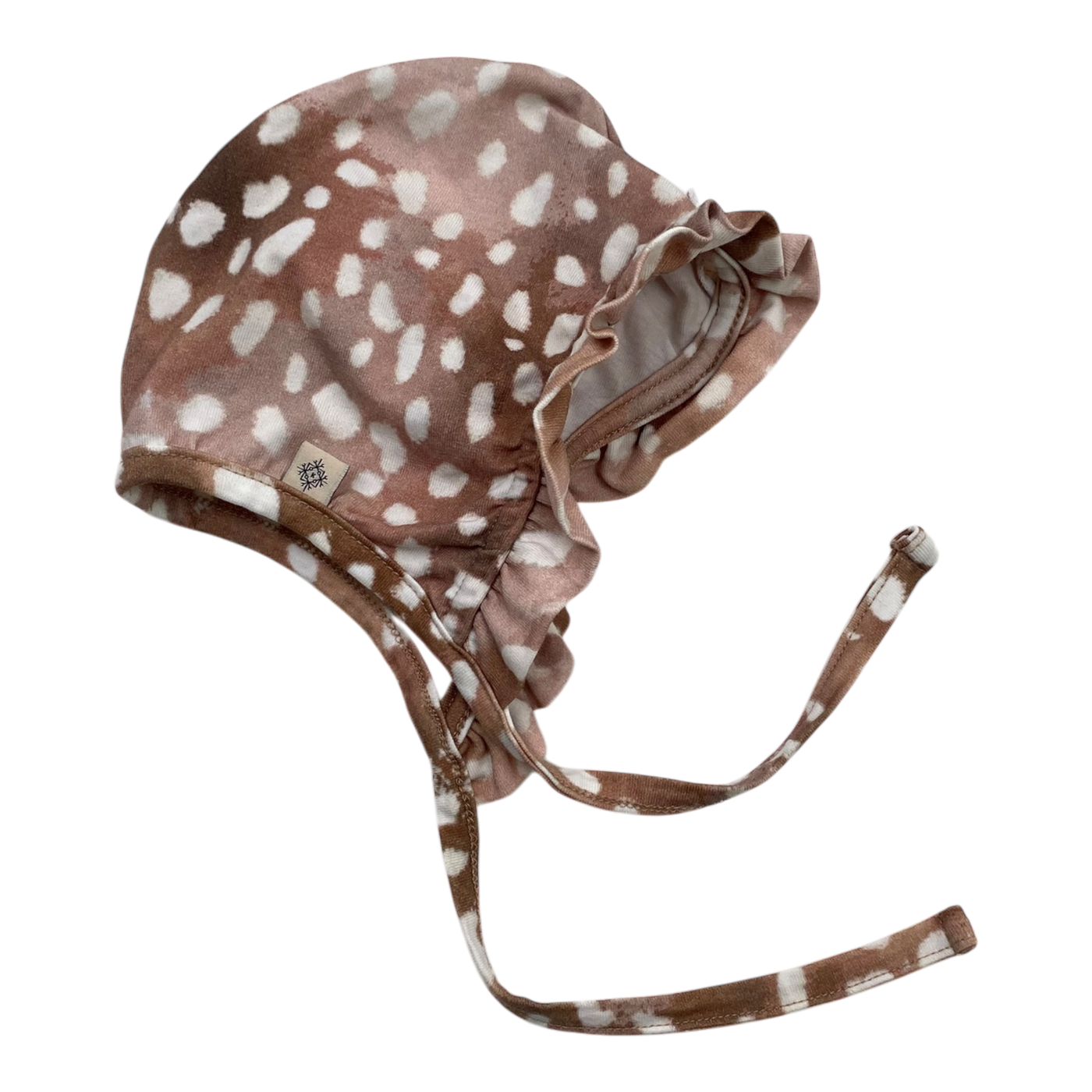Kaiko frill jersey bonnet, copper bambi | 3-6m
