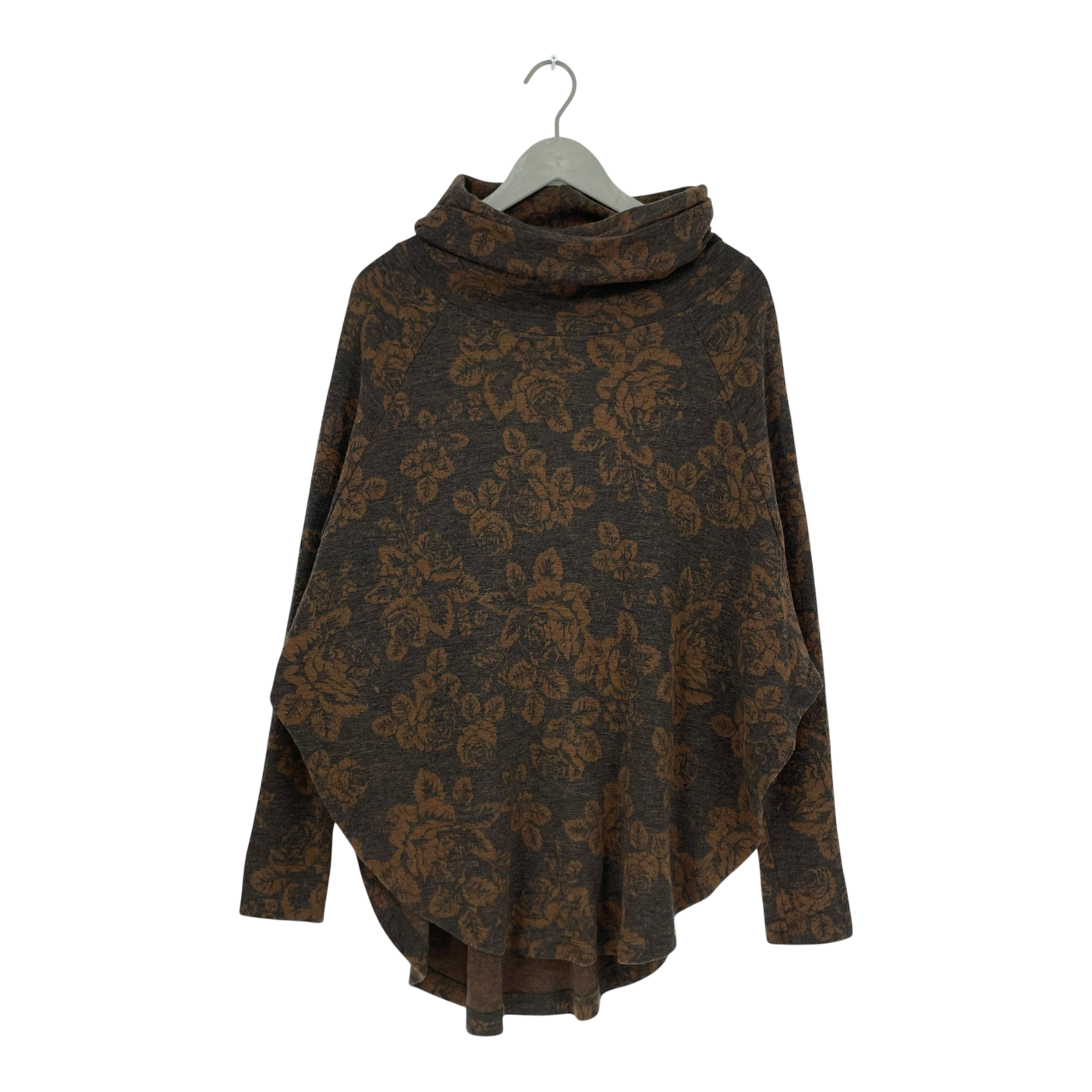 Ommellinen long merino pancho, babushka roses | woman onesize