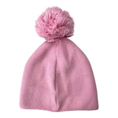 Metsola knitted cotton beanie with pom, light pink | 6-8y