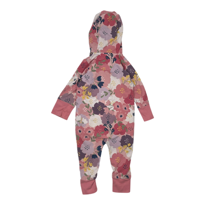 Polarn O. Pyret sweat onesie, pink flowers | 68cm