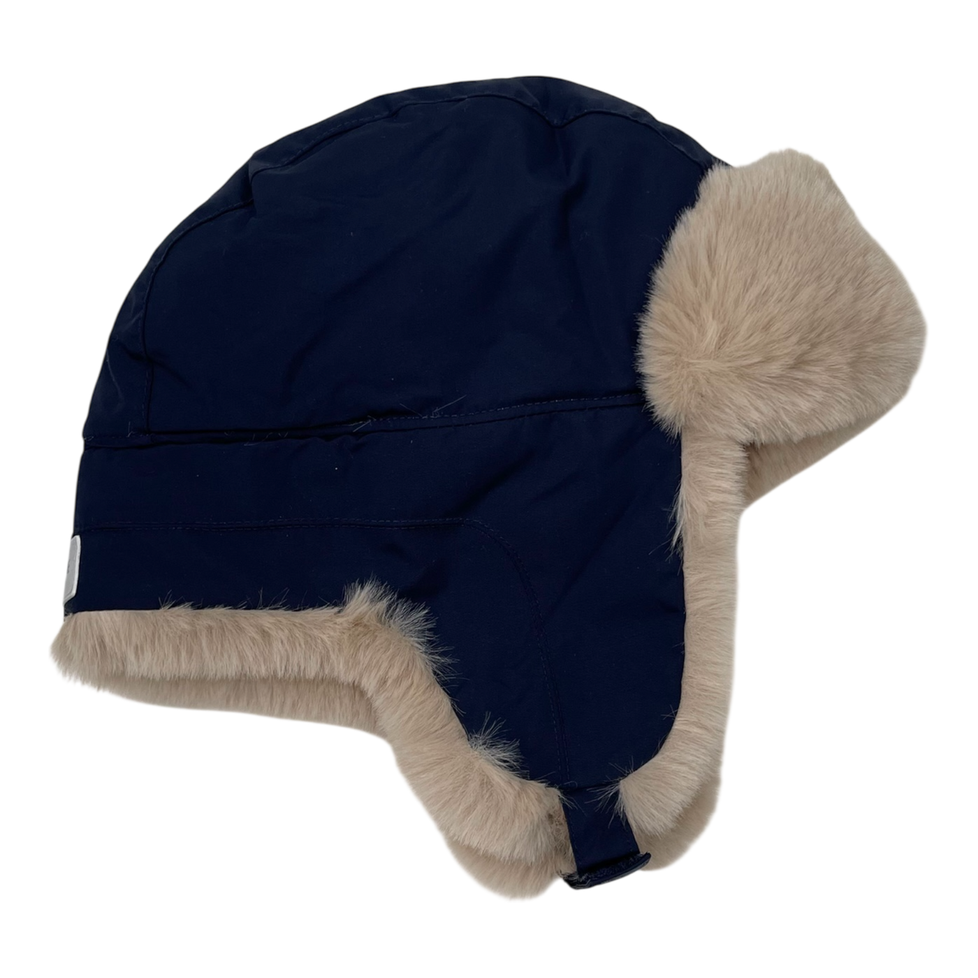 Mini A Ture matcrister teddy lined winter hood, navy blue | one size