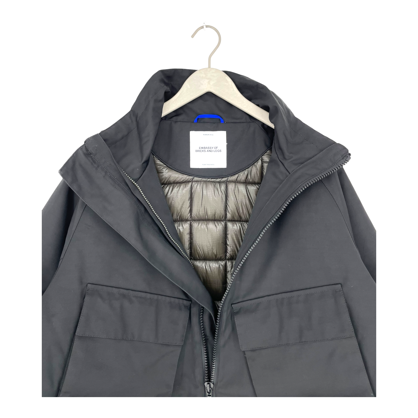 Embassy of Bricks and Logs parka jacket, black | unisex L