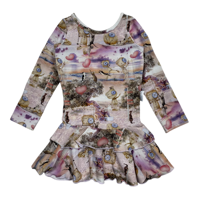 Gugguu frilla dress, cat print | 86cm