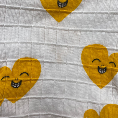 Mainio woven frill t-shirt, smiley hearts | 110/116cm