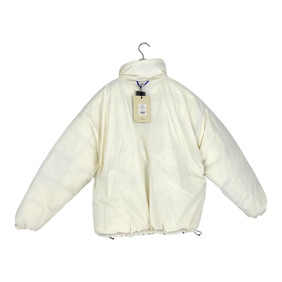 Embassy of Bricks and Logs kitchener down jacket, cream / grey | unisex L
