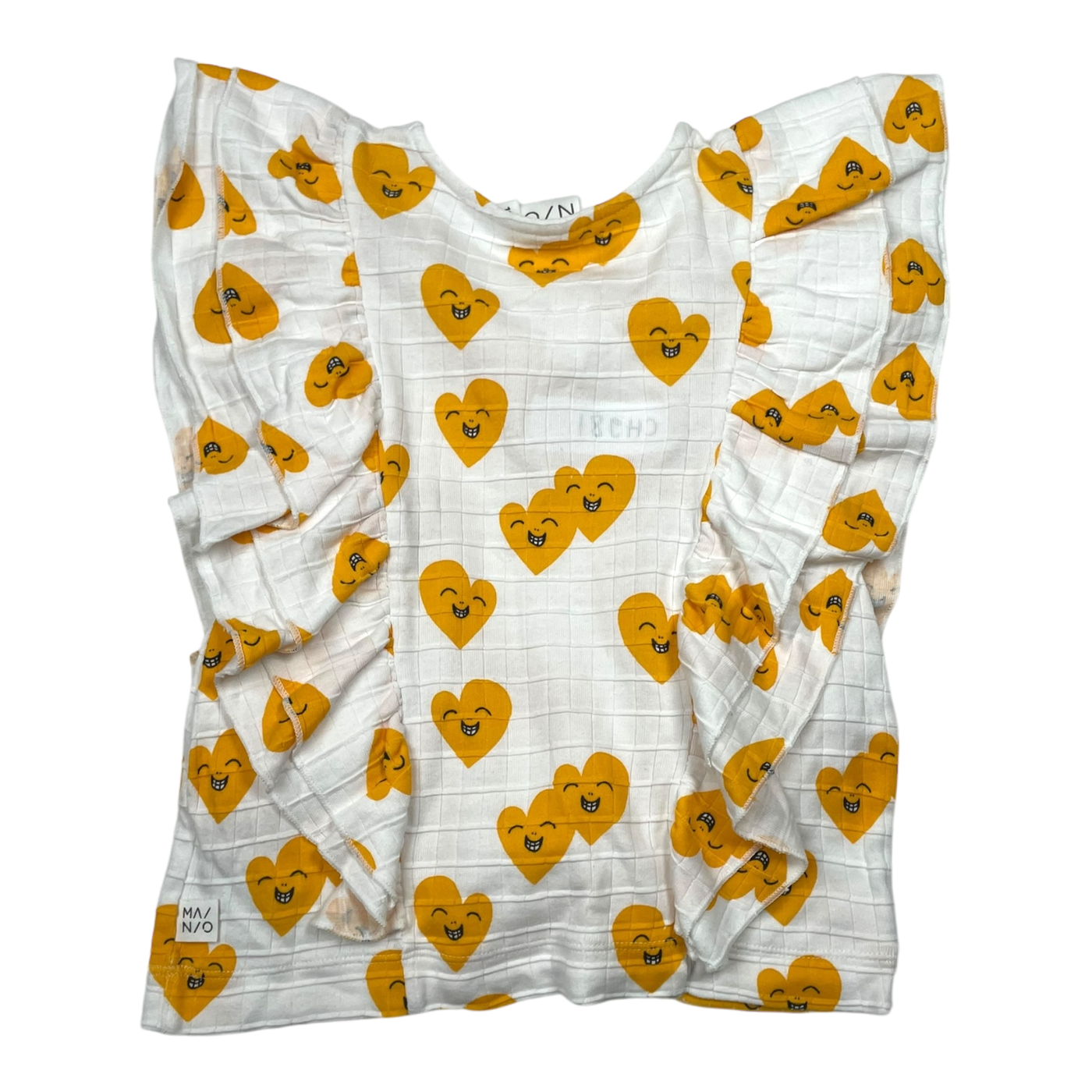 Mainio frill t-shirt, smiley hearts | 134/140cm